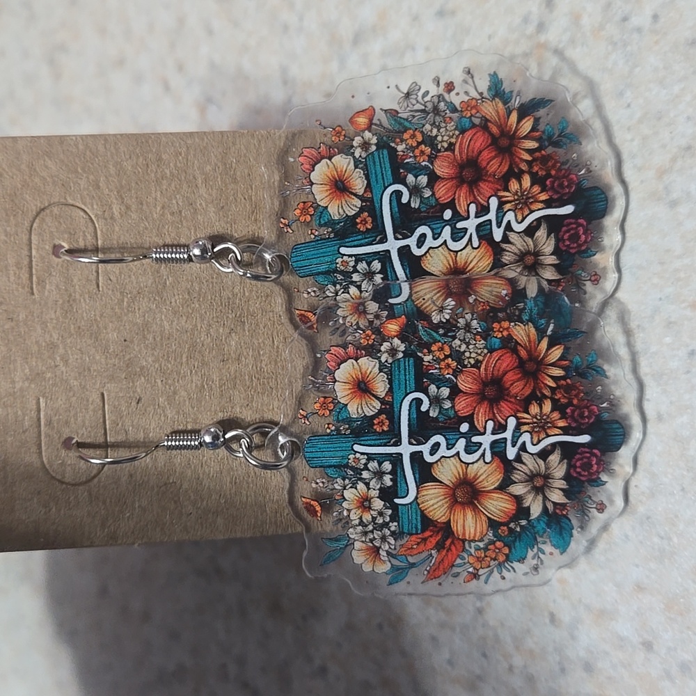 Faith Acrylic Shepard Hook Earrings